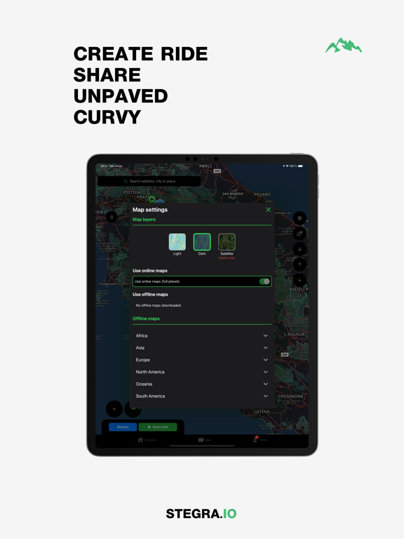 Stegra.io - Motorcycle GPS iPad screenshot 3 - Navigation app