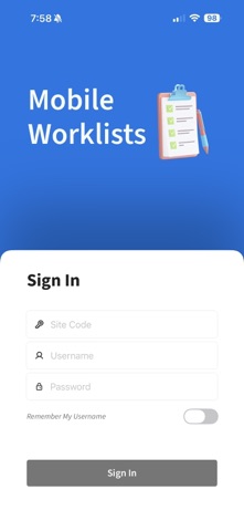 Vega Mobile Worklists screenshot