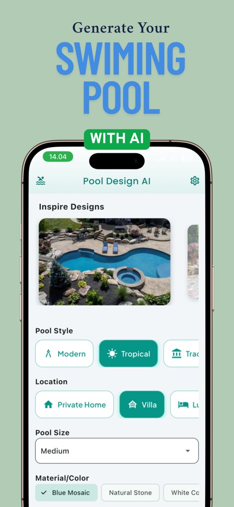 AI Pool Design: Landscape AI - Graphics & Design App | MWM