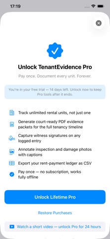 TenantEvidence: Rent Tracker iPhone screenshot