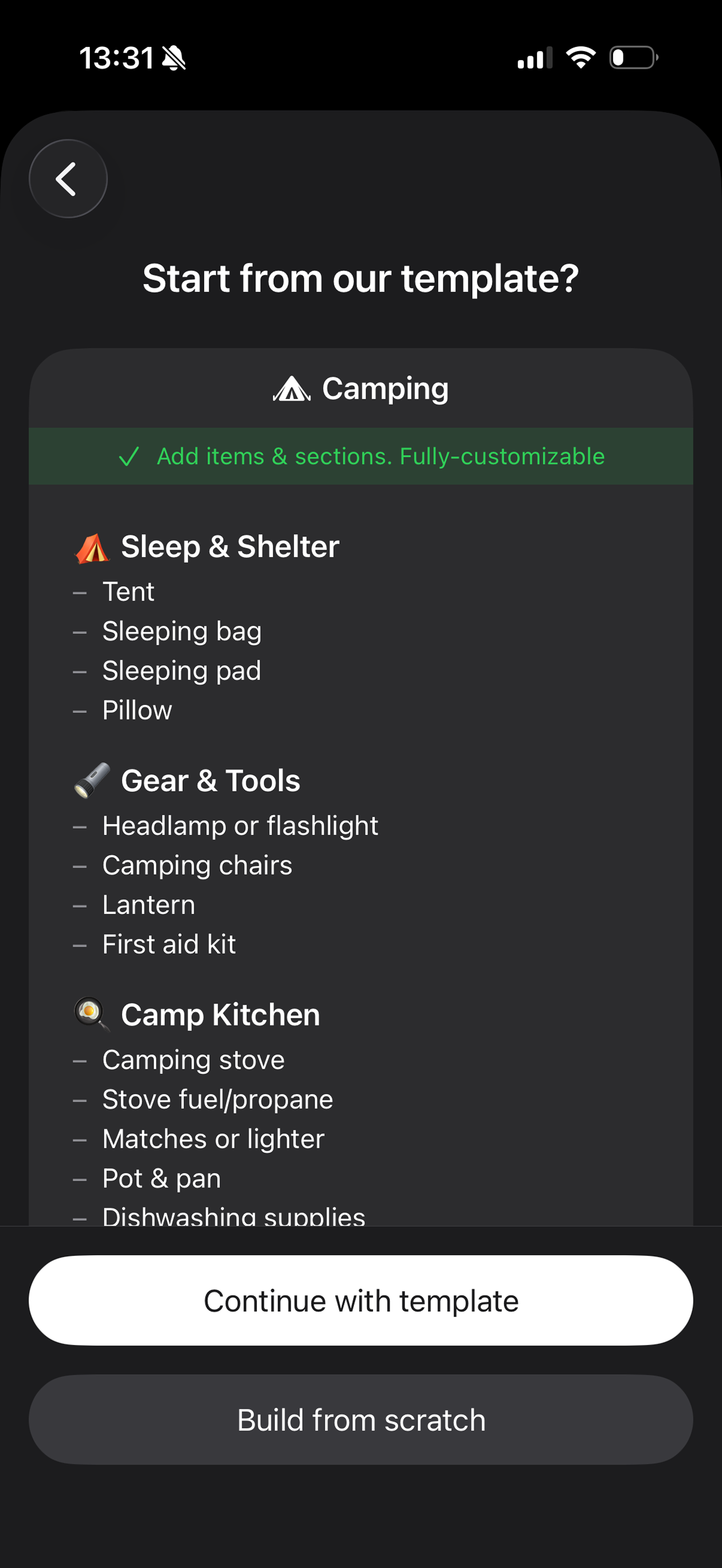 Camping Checklist Pro: Packing screenshot 5