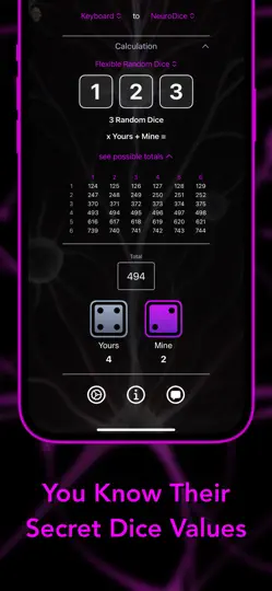 Captura de pantalla de NeuroDice en iPhone 2