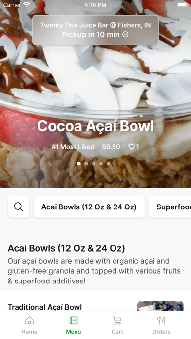 Twenty Two Juice Bar iPhone screenshot 2 - Food & Drink app
