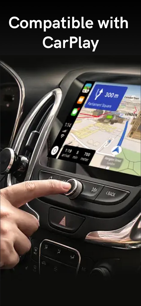 Sygic GPS Navigation & Maps - Users can seamlessly connect the app to their car's built-in display, mirroring the detailed navigation interface for an enhanced driving experience.