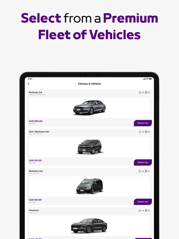 Yelo Limousine iPad screenshot 3 - Travel app