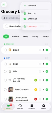 Grocery/ShoppingList iPhone screenshot