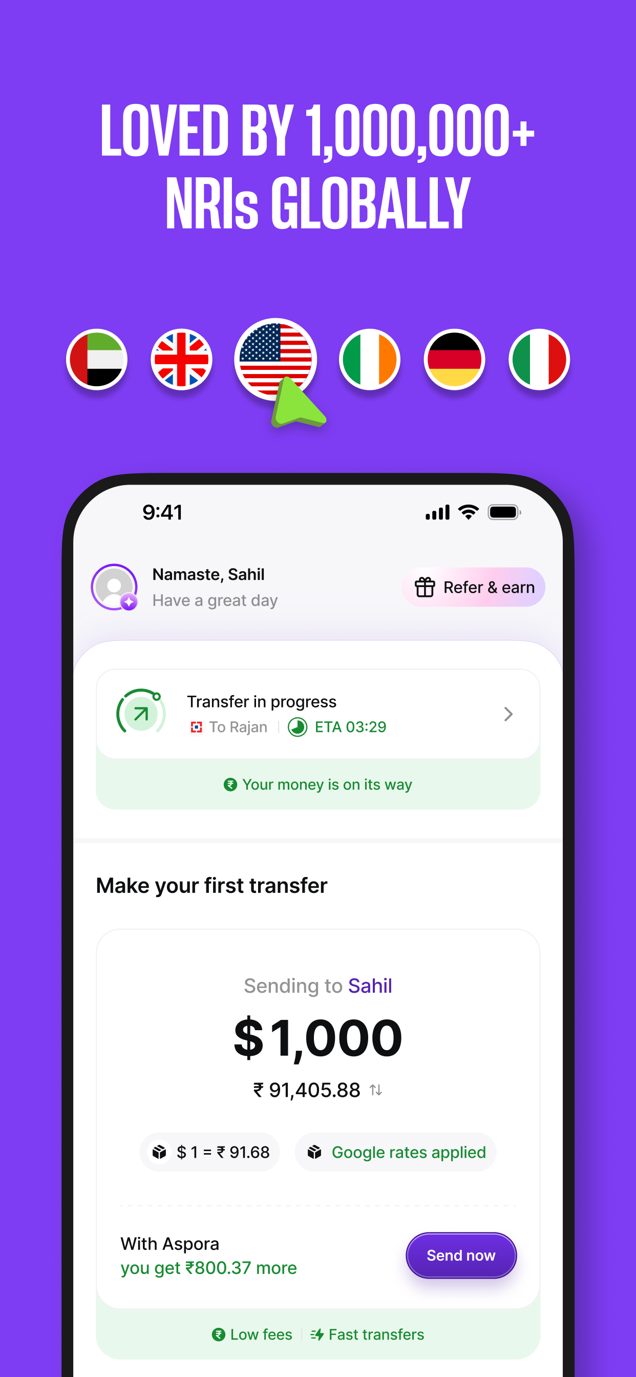 Aspora: Send Money to India