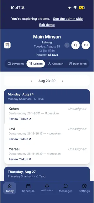MinyanMinder screenshot 4