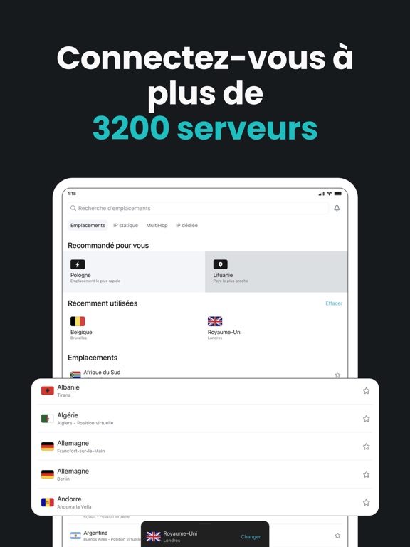 Screenshot #6 pour Surfshark VPN: Sûr et illimite