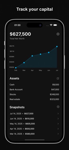 SnappVault - Net Worth Tracker iPhone screenshot