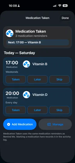 Скриншот CareButtons на iPhone 5