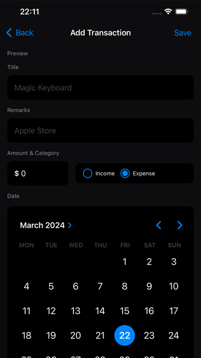 Cash Flow Control Screenshot