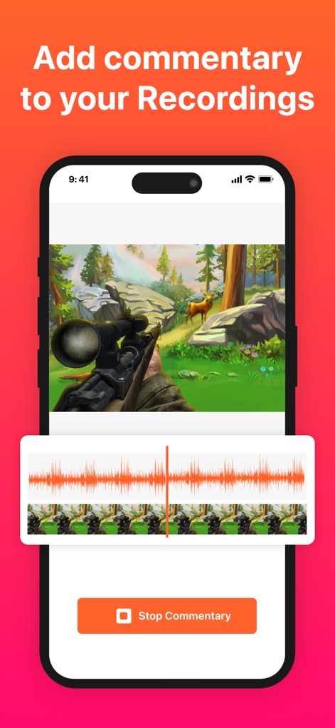 Screen Recorder with Audio - Esta herramienta facilita la adición de comentarios de audio, visualizando la forma de onda de sonido y permitiendo la sincronización precisa con el contenido grabado del juego.