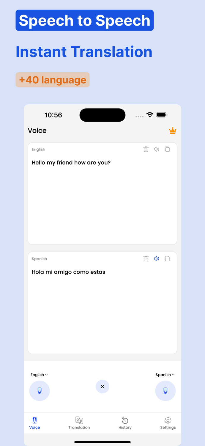 Translation voice and text