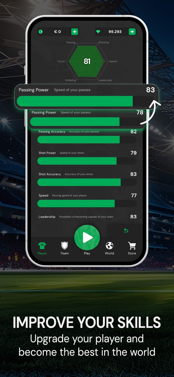 Club Legend - Football Game iOS Mod IPA screenshot 6 - iOS game interface