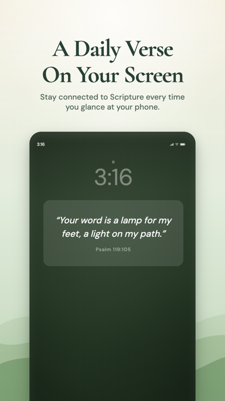 Bible Chat: Daily Devotional App Store screenshot 3, headline “A Daily Verse On Your Screen”. Leads with a feature.