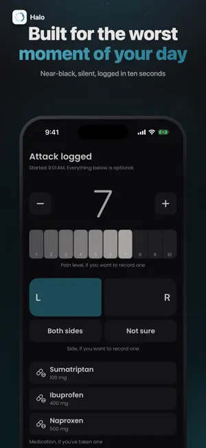 Halo: Migraine Tracker screenshot 1