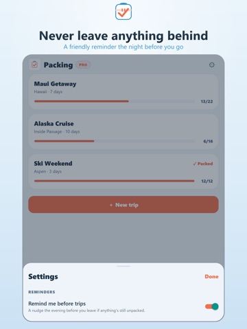 Packing List: Trip Checklist iPad screenshot