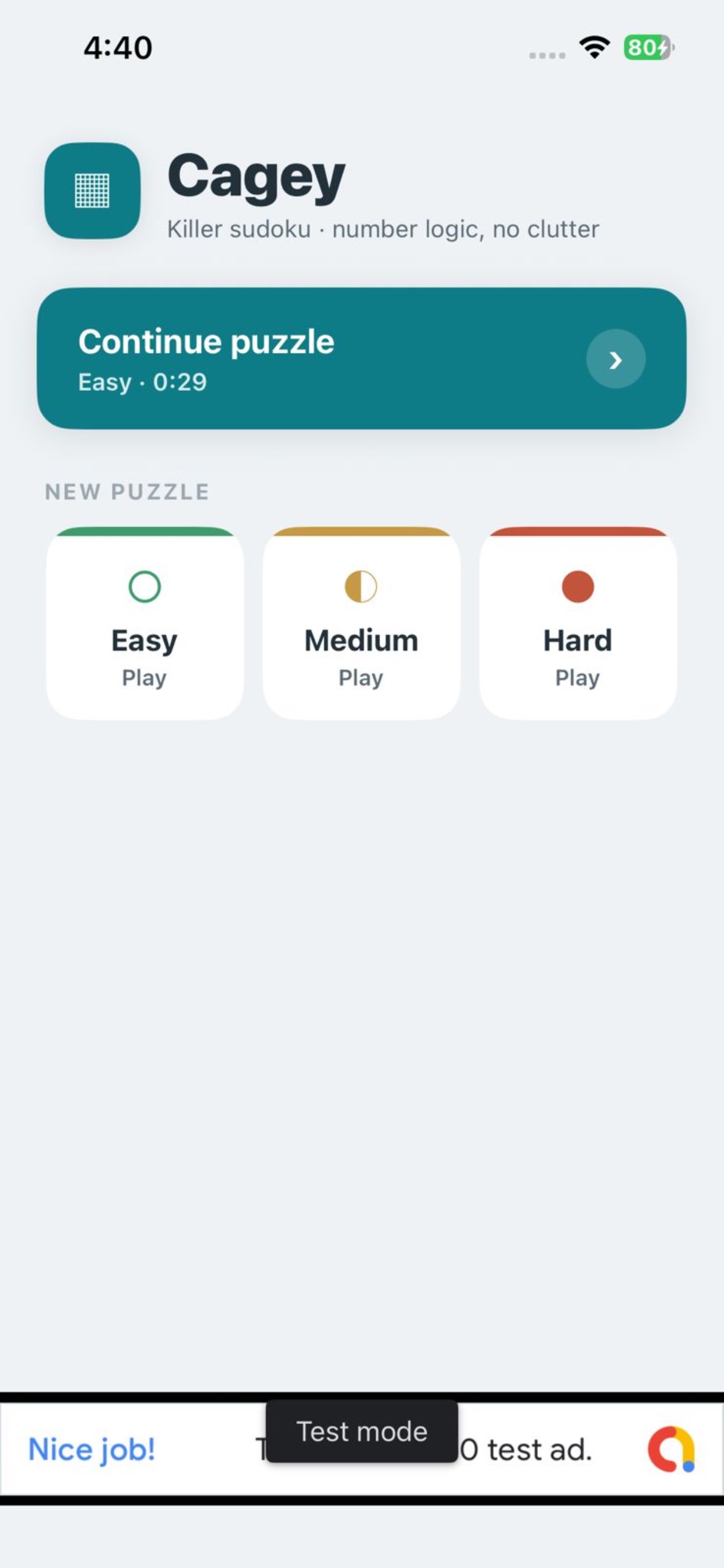 Screenshot 1 of Cagey:KillerSudoku