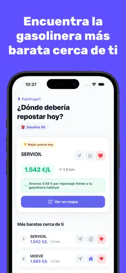 Captura de pantalla de Gasfy: Gasolineras Baratas en iPhone 1