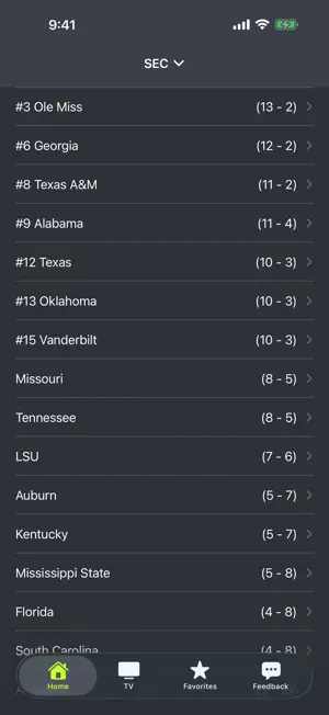 SEC Football Scores and Radio screenshot 1