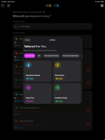 Quantum Routines iPad screenshot