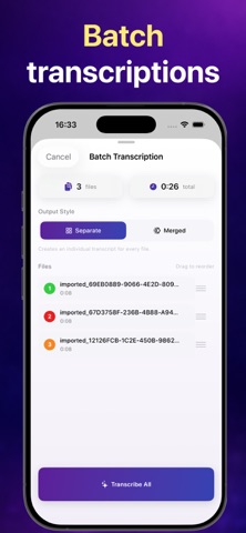 Transcribe audio to text - AI screenshot