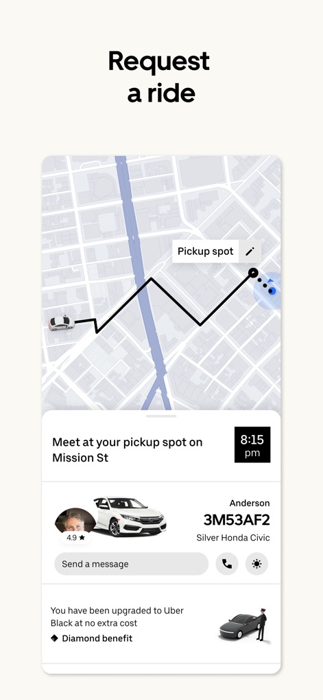 Uber - Request a ride - Real-time Ride Tracking