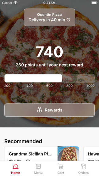 Quentin Pizza app screenshot