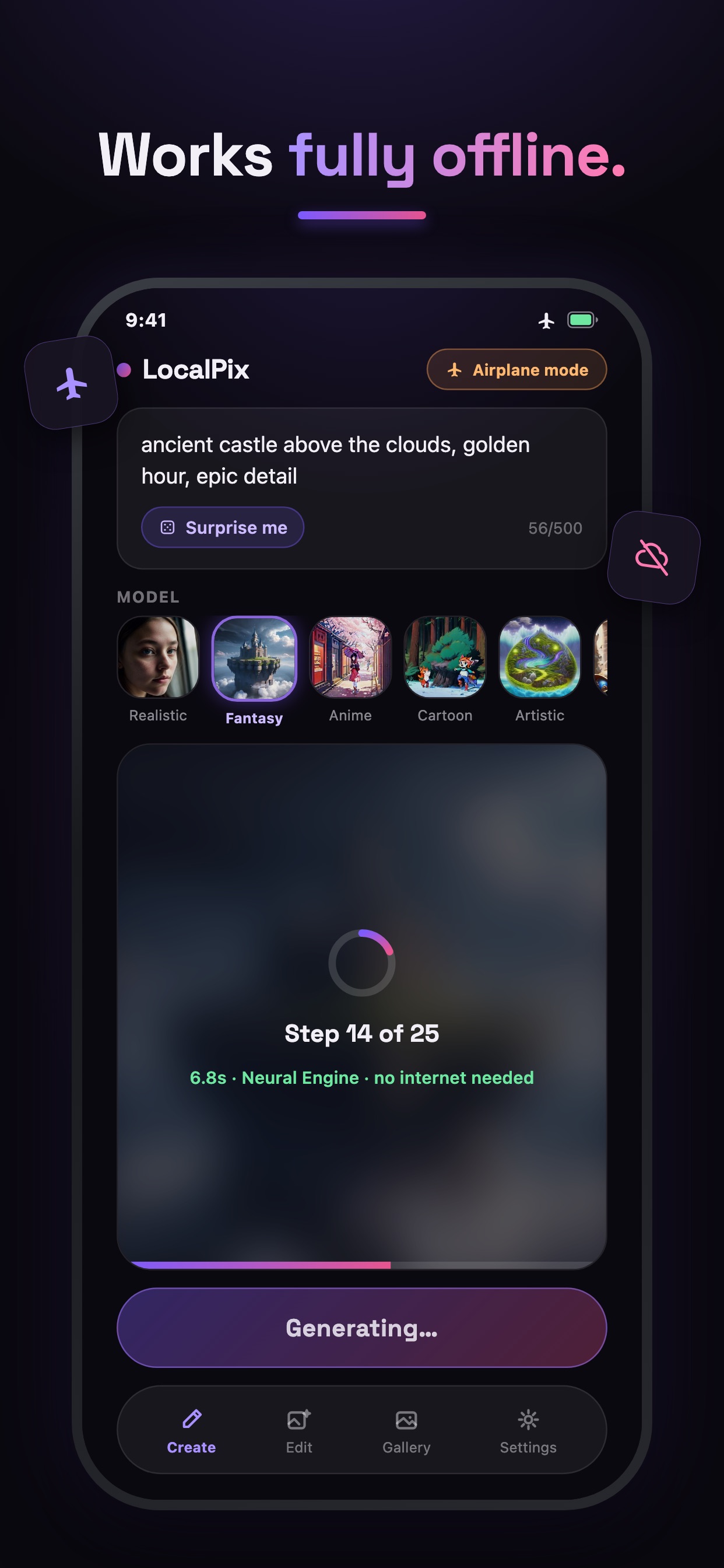 Screenshot 2 of LocalPix: Offline AI Art