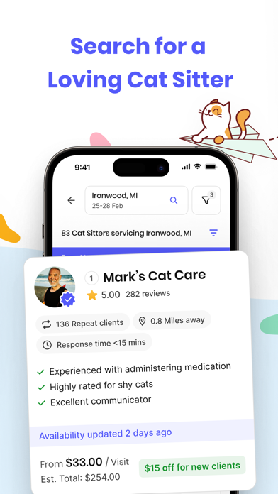 Screenshot 2 of Meowtel: In-Home Cat Sitting App