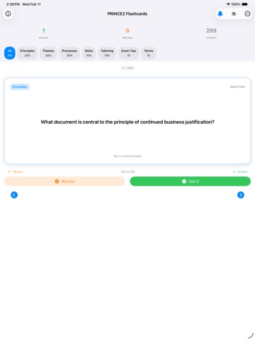 PRINCE2 Flashcards iPad screenshot