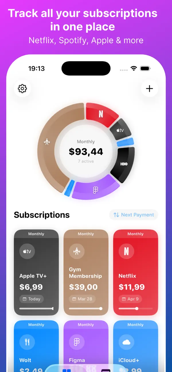 Screenshot #1 pour Subscription Tracker – Subs