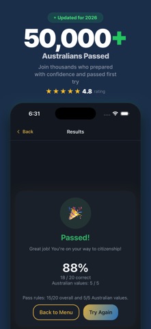 Citizenship Test AU 2026 [New] iPhone screenshot