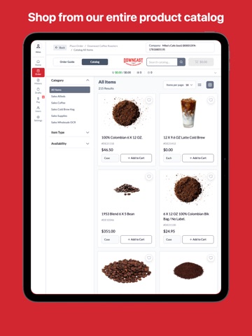 Downeast Coffee Wholesale iPad screenshot