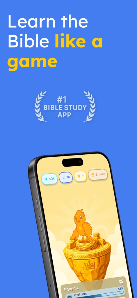 Ascend: Bible Game - Découvrez comment l'application transforme l'étude biblique avec son compagnon phénix personnel et ses éléments de progression gamifiés.