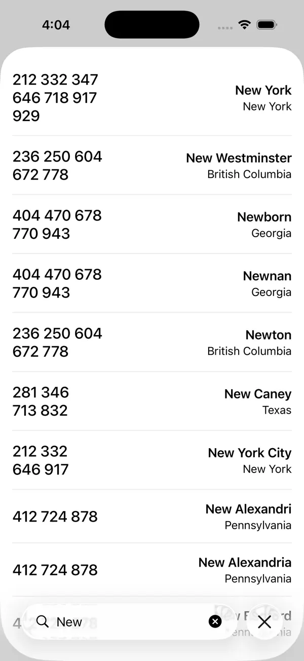 Screenshot #2 pour Area Codes