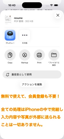 Resume PDF for Japan iPhone screenshot