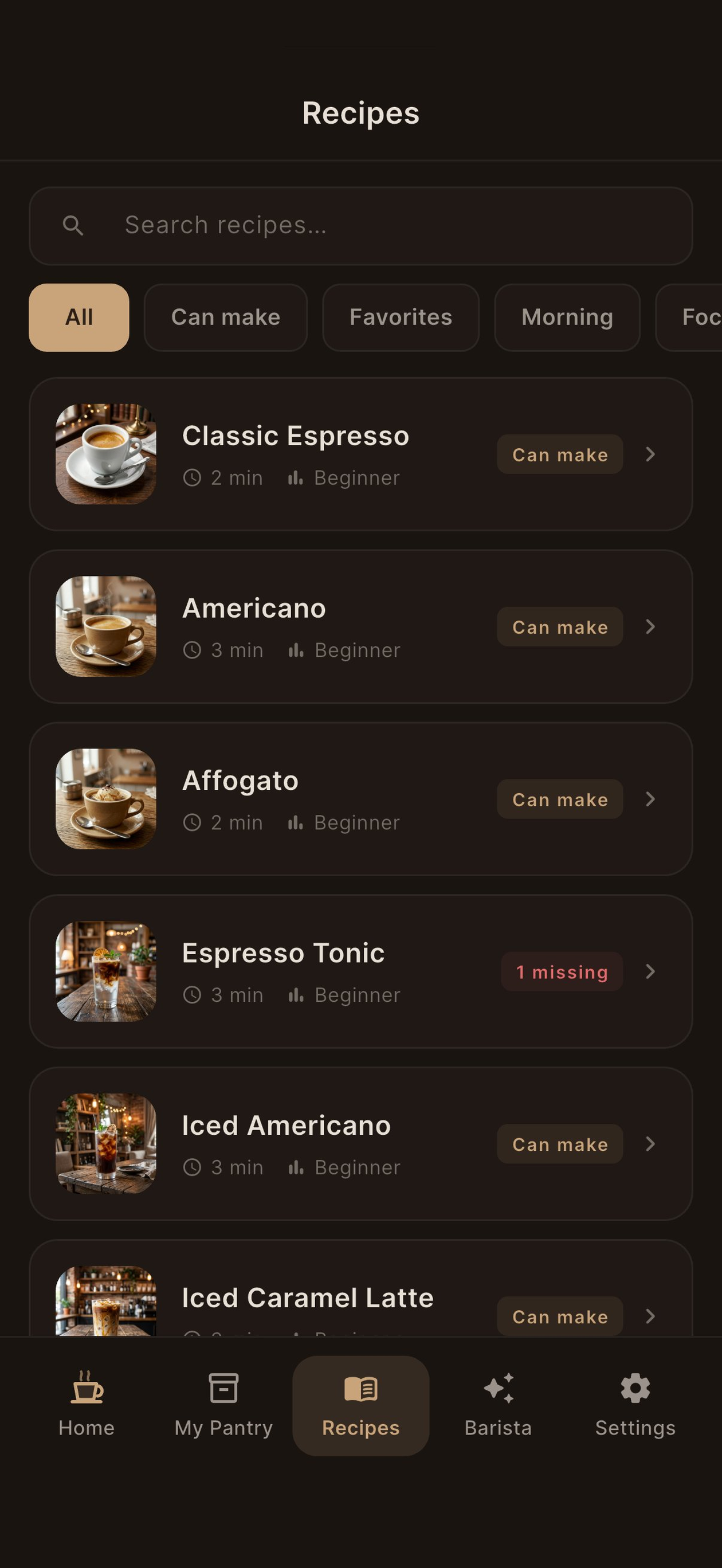 BrewMind - AI Coffee Recipes