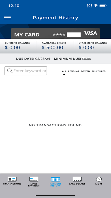 CPCU Visa Card Screenshot