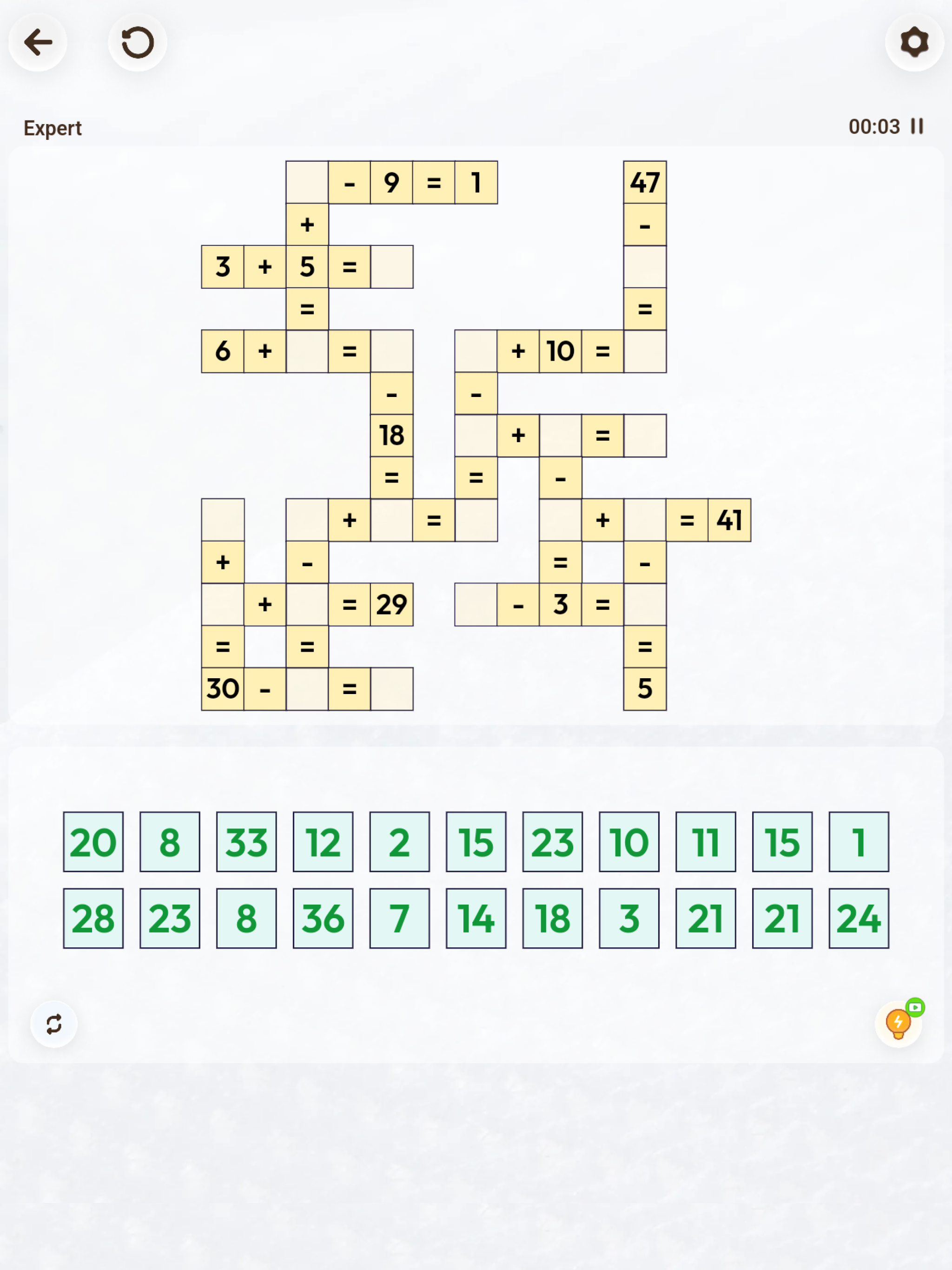 Crossmath Number Puzzle