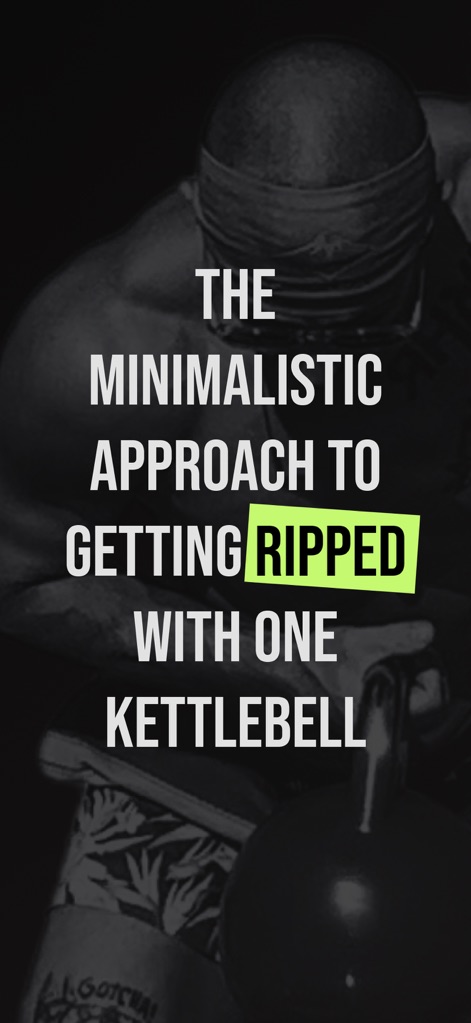 KBMH - Kettlebell Workouts - This visual highlights the app's core philosophy of achieving significant results with just one kettlebell and its promise of body transformation.