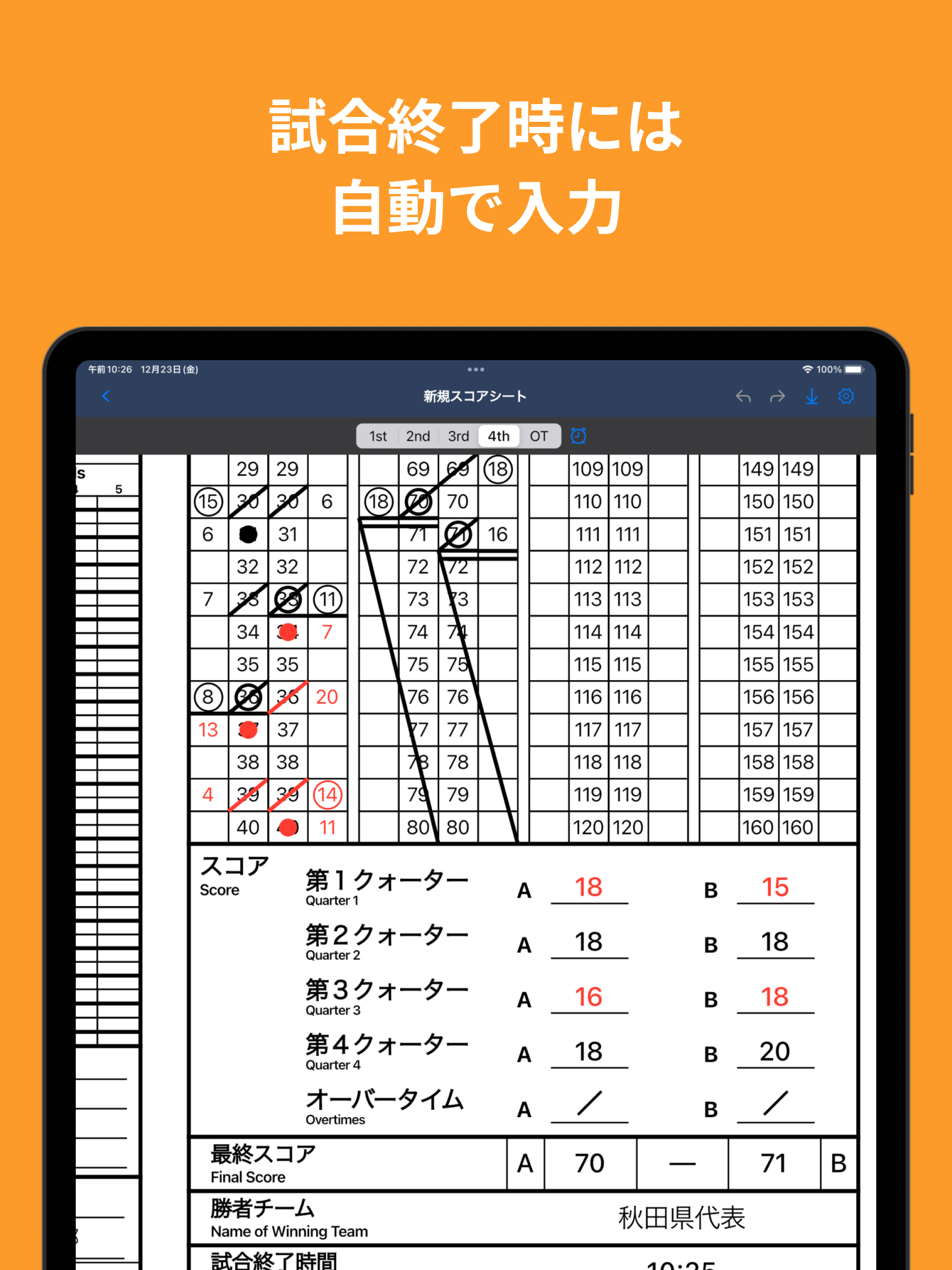 バスケットスコアシートミニ　〜デジタルスコアシート〜