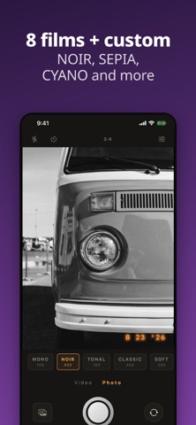 Filmono - Retro B&W Film Cam iPhone screenshot