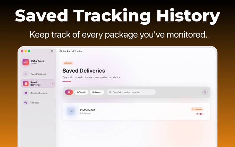 Global Parcel Delivery Tracker iPhone screenshot