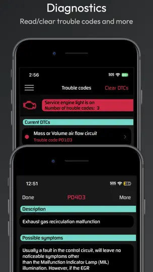 Captura de pantalla de OBD Connect en iPhone 2