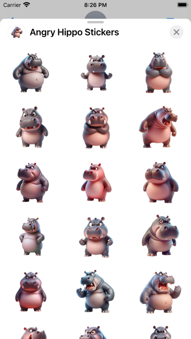 Screenshot 2 of Angry Hippo Stickers App