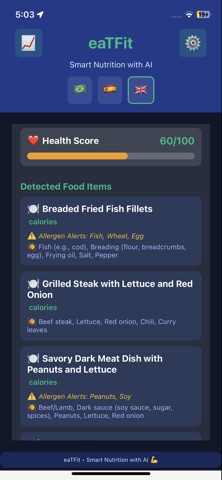 eaTFit AI Food Calorie Scanner iPhone screenshot