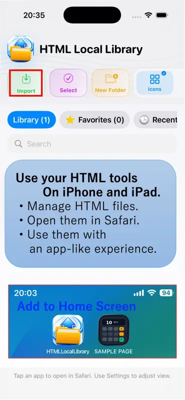 HTML Local Library for Safari screenshot 1 of 8