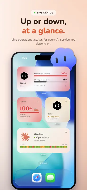 Nomo - AI Status & Usage screenshot 1 of 6